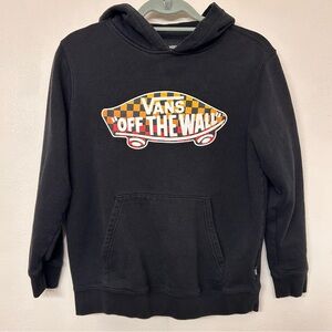Vans Boys Black Hoodie with Checkered Logo- Youth Large